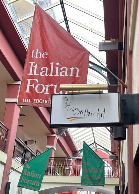 sign outside new studio at Italian Forum